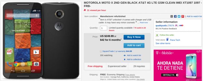 Fotografía - [Alerta Trato] Reformado AT & T abrió el segundo Gen Moto X Solo $ 250 en eBay